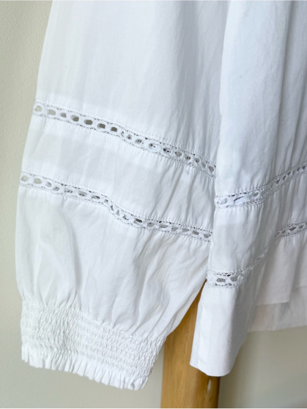 J. Crew White Ruffle Collar Eyelet Lightweight Cotton Long Sleeve Blouse Top 10 - Picture 12 of 14